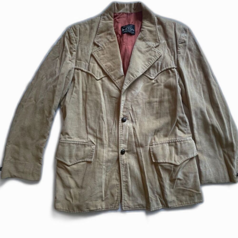 80’s VINTAGE ROCKABILLY JOHNNY CASH Brad Whitney 44L Western Corduroy Sport Coat